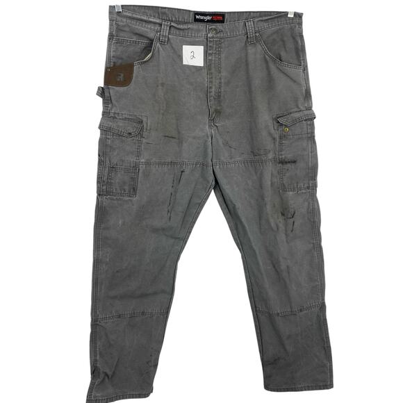 Wrangler Cargo Pants Men size 42X34 Riggs Workwear Rip Stop Gray 100% Cotton 02 - Picture 1 of 14